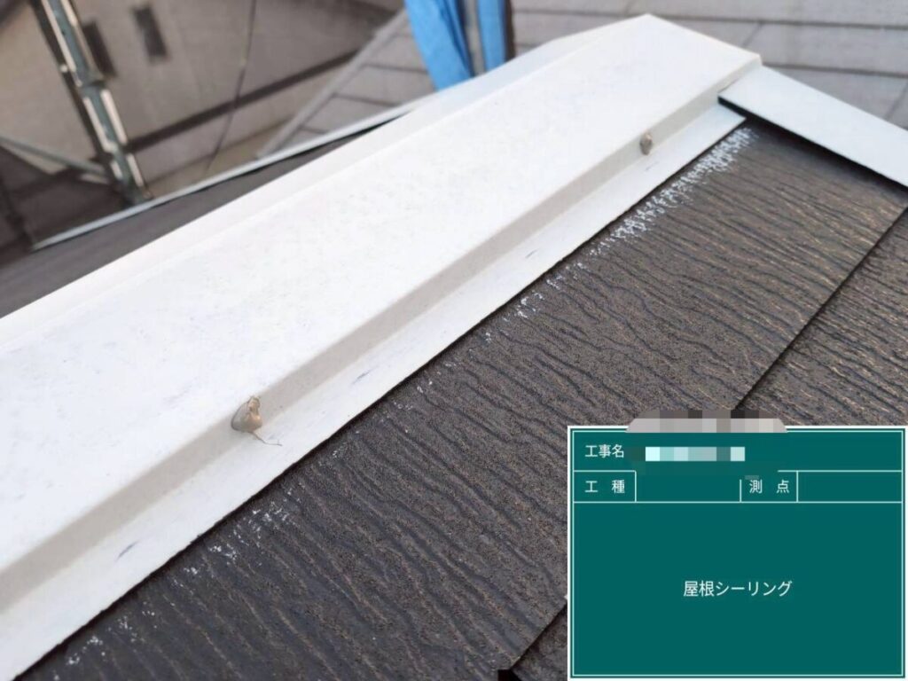 屋根細部のコーキング処理